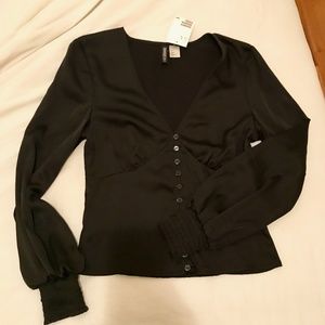 Black Satin Blouse